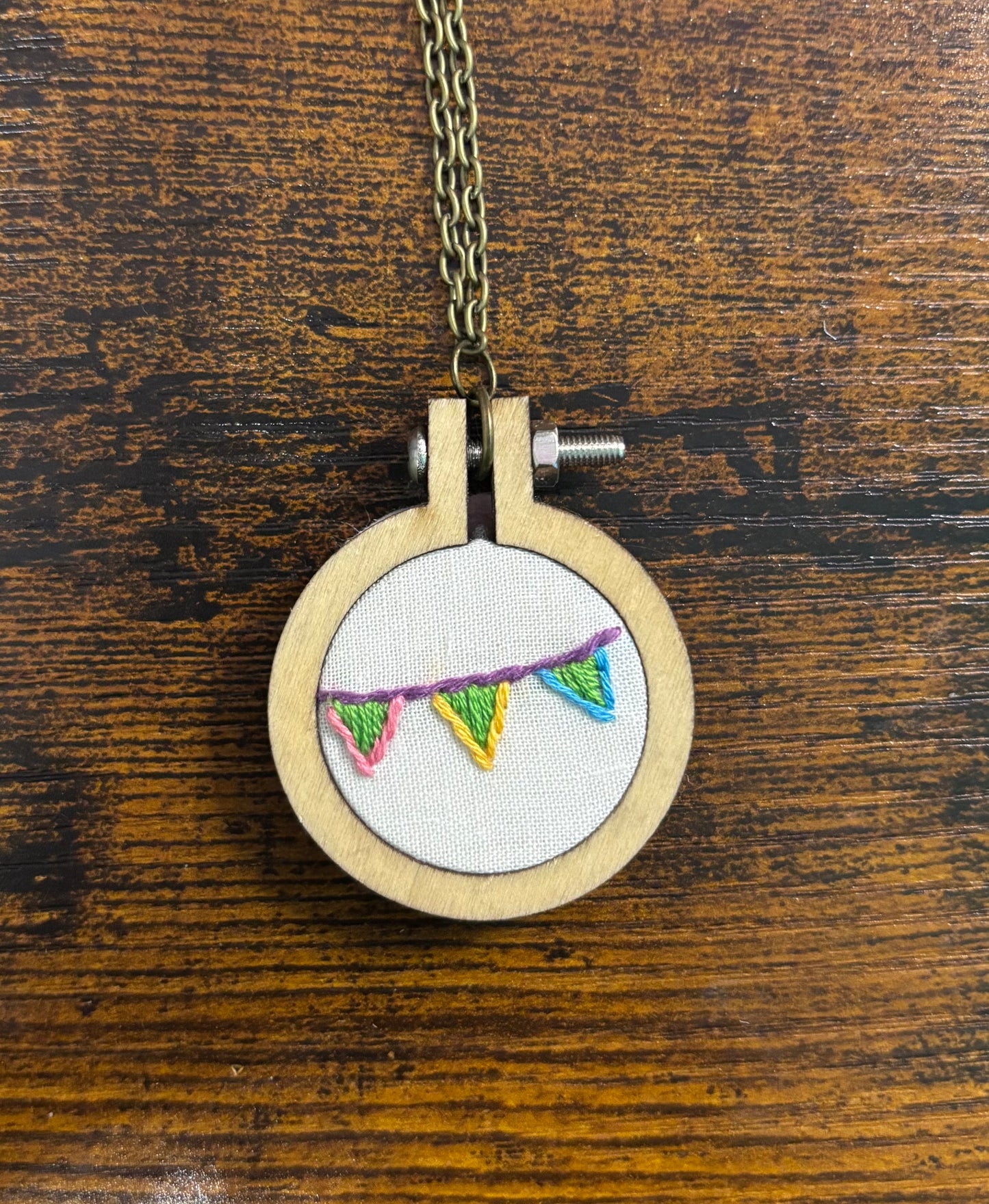 Tiny Embroidery Necklace - Circle