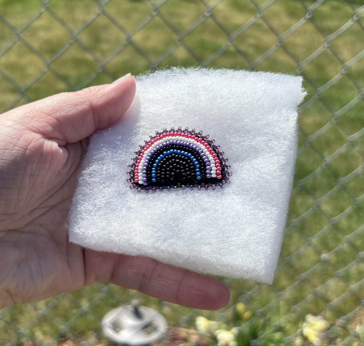 Beaded Rainbow Pin - Genderfluid