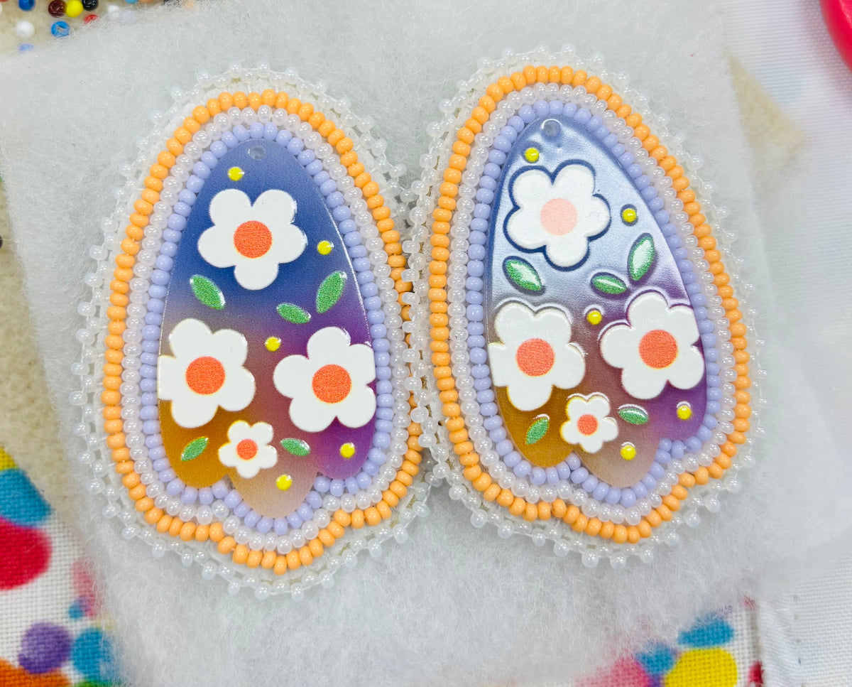 Large Purple Flower Earrings