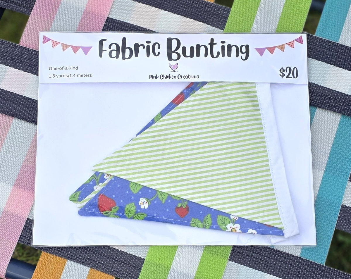 Fabric Bunting - Strawberries and Stripes