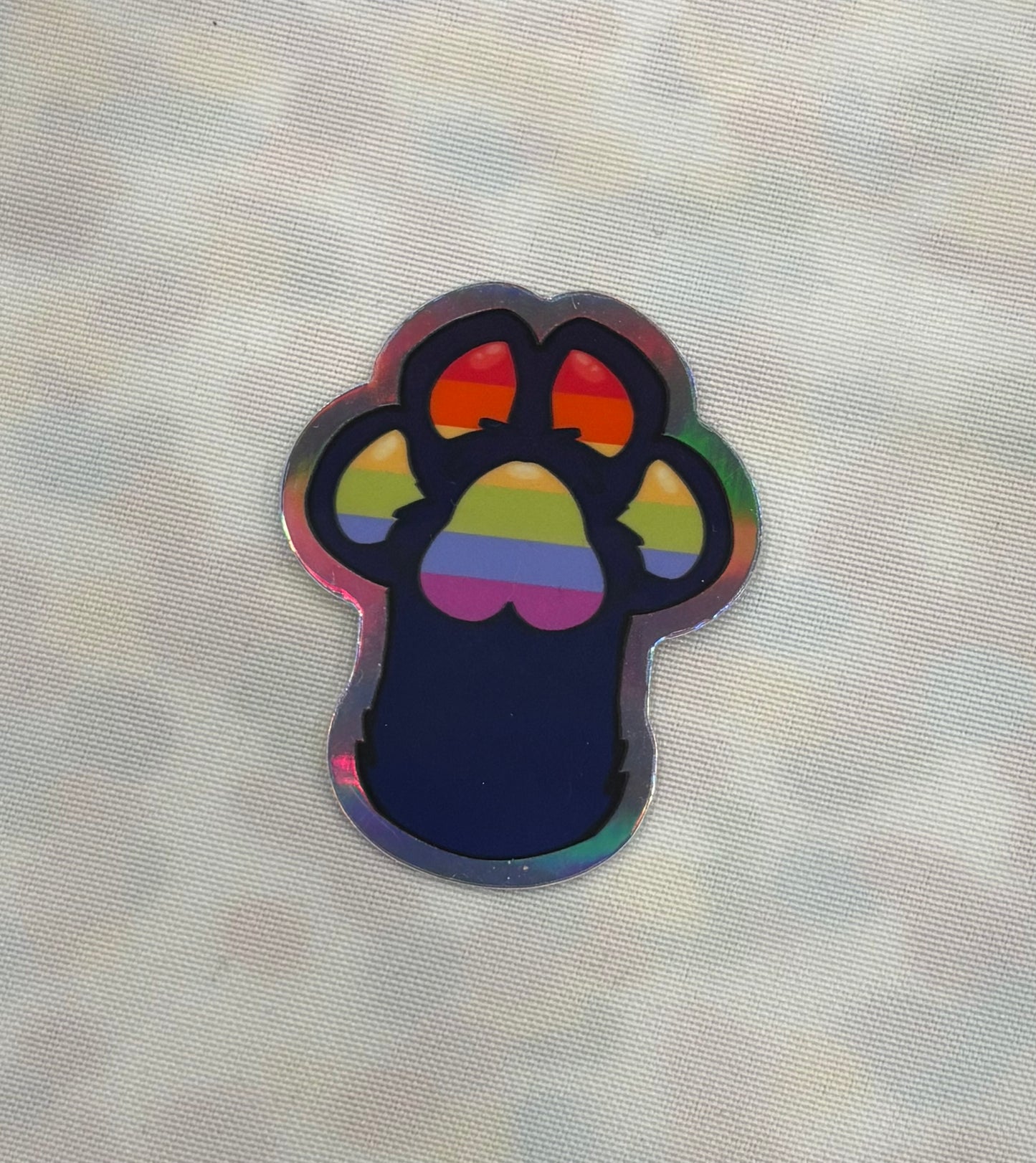 Holographic Rainbow Kitty Paw Sticker
