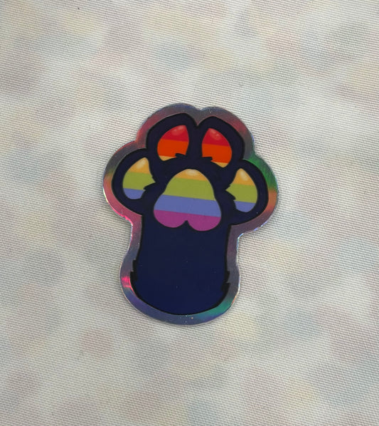 Holographic Rainbow Kitty Paw Sticker