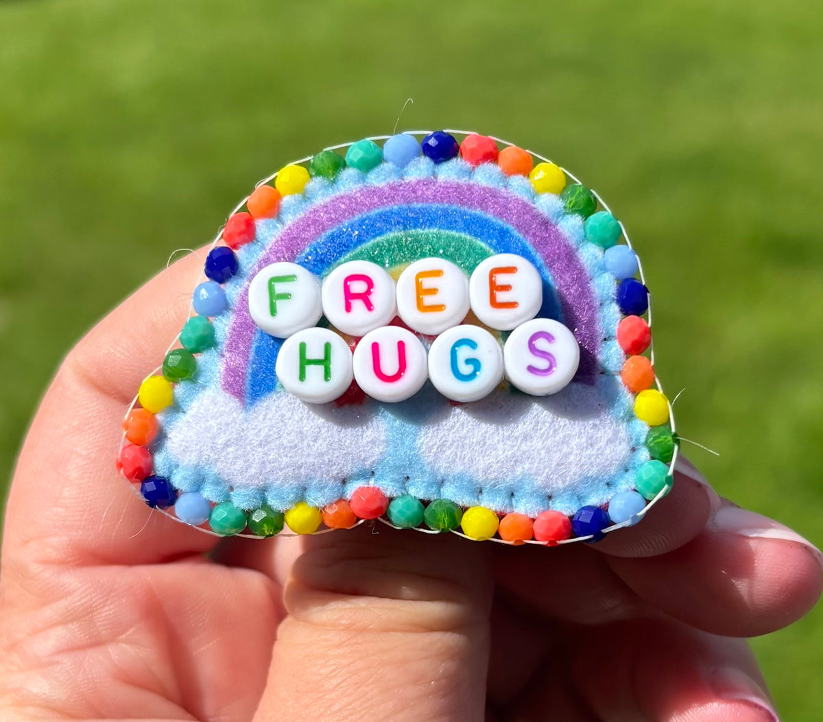 Free Hugs Rainbow Pin