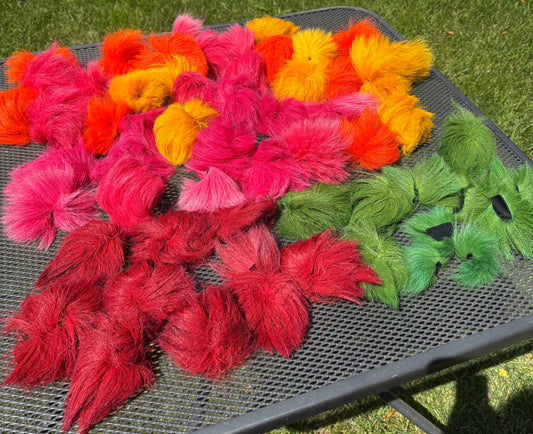 Dyed Caribou Fur with Hide Attached for Tufting - Home Dyed