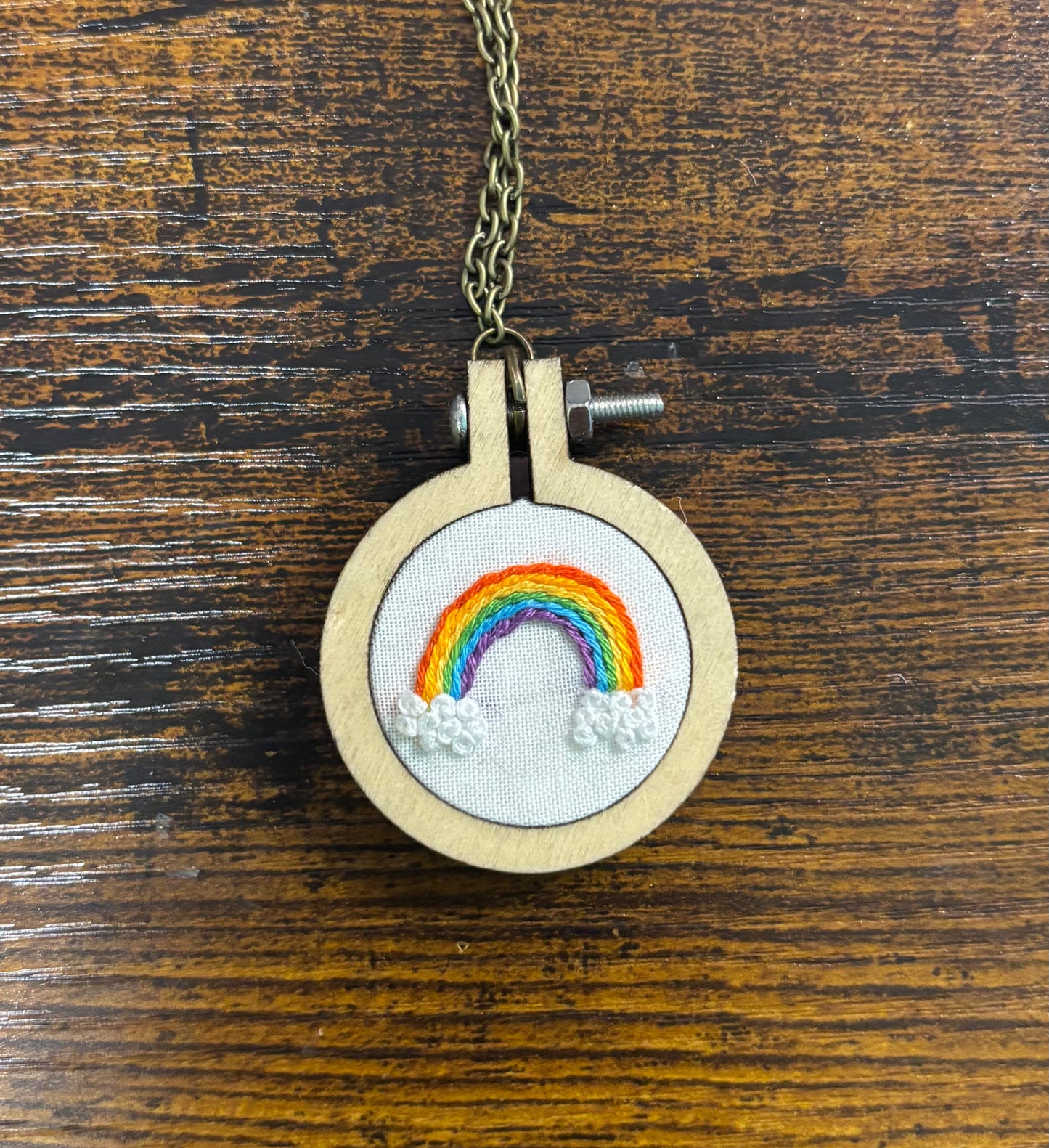 Tiny Embroidery Necklace - Circle
