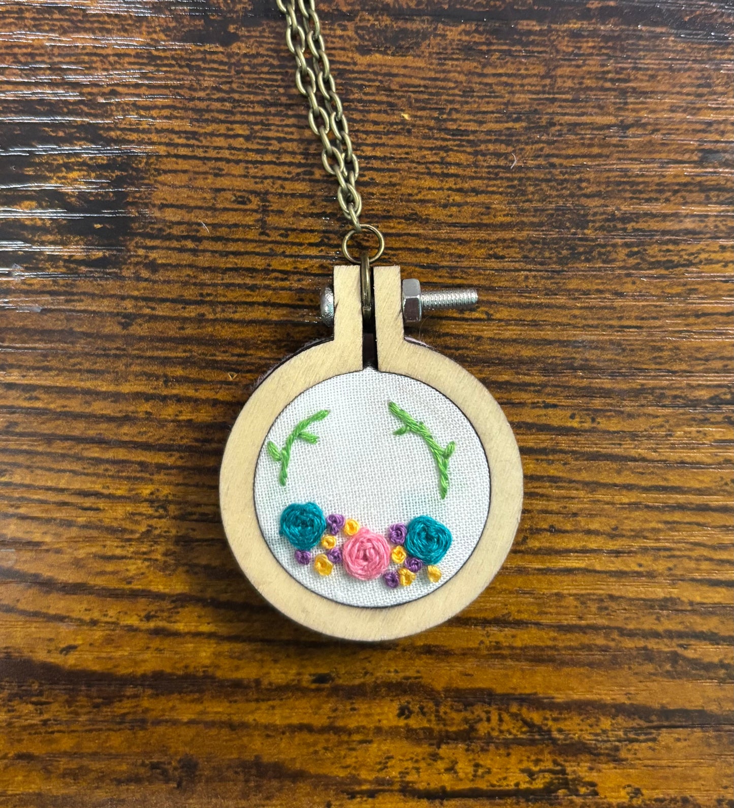Tiny Embroidery Necklace - Circle