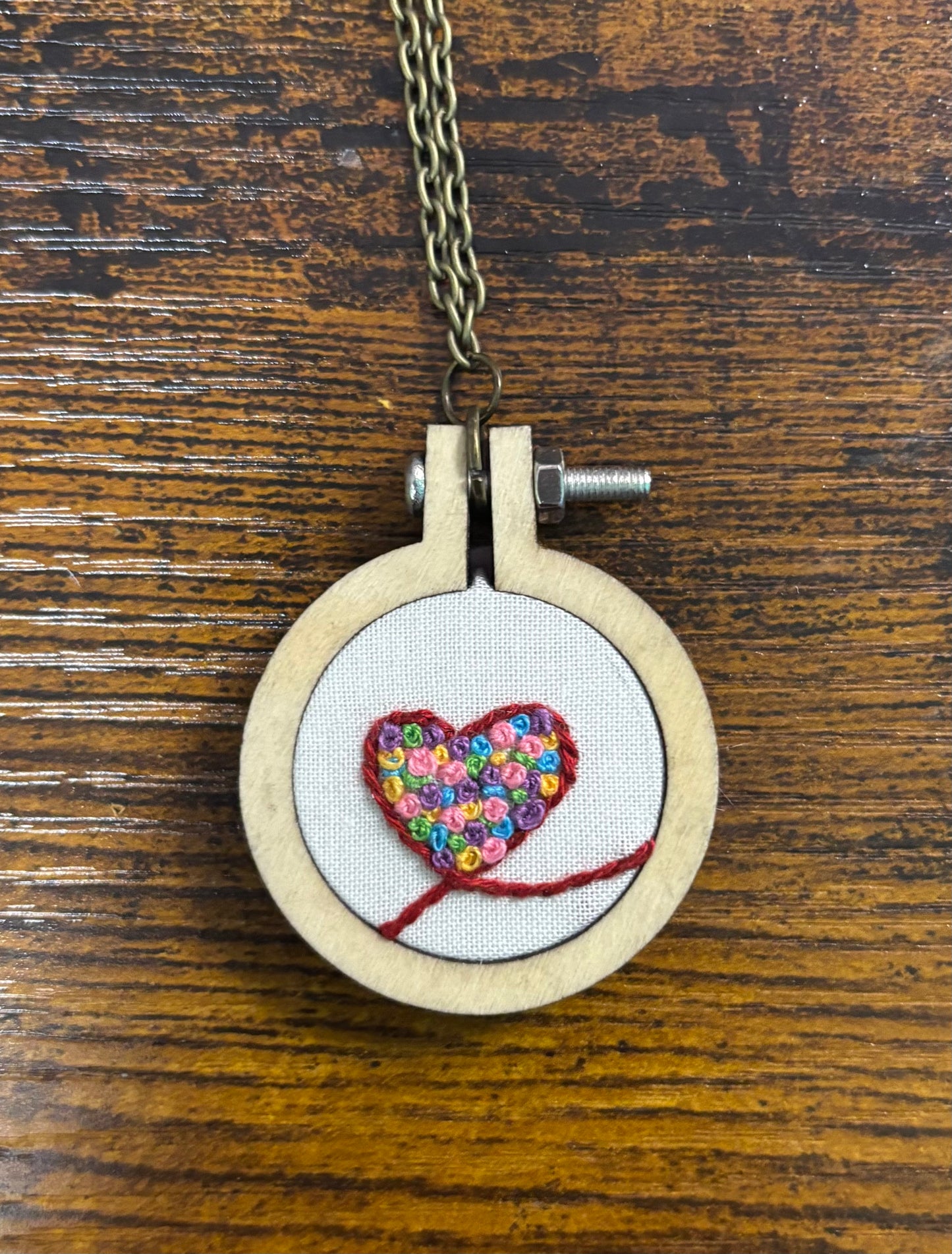 Tiny Embroidery Necklace - Circle