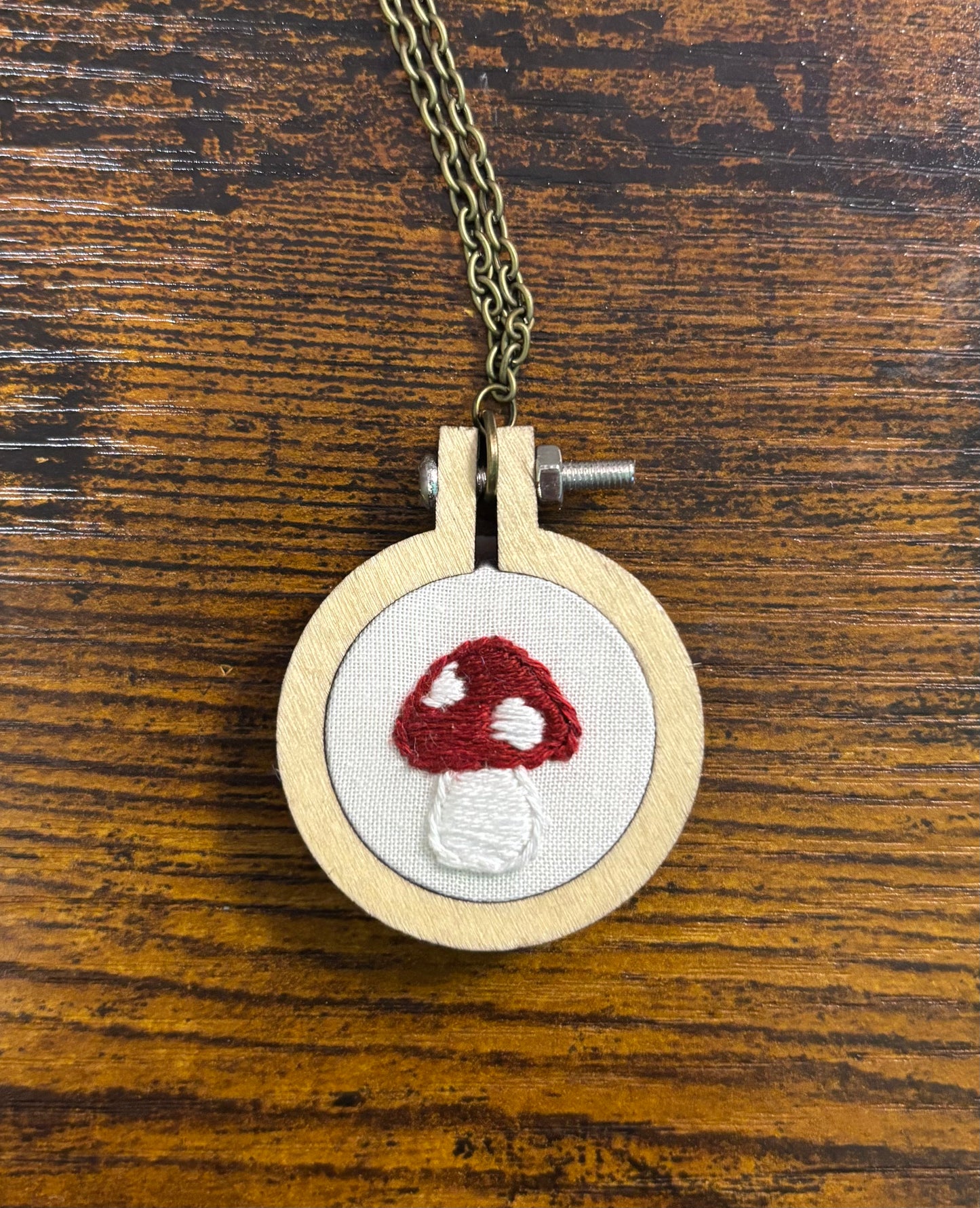 Tiny Embroidery Necklace - Circle