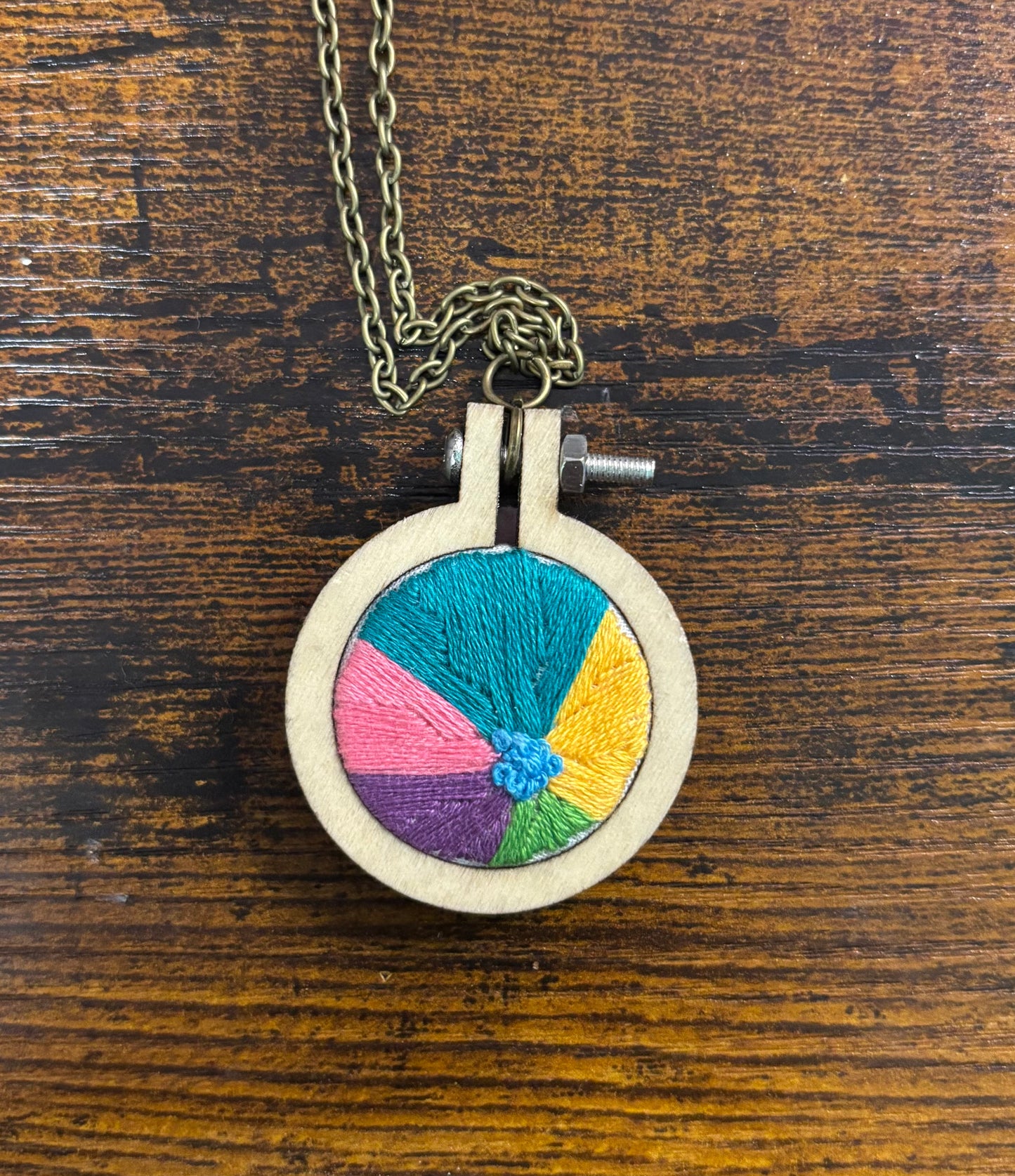 Tiny Embroidery Necklace - Circle