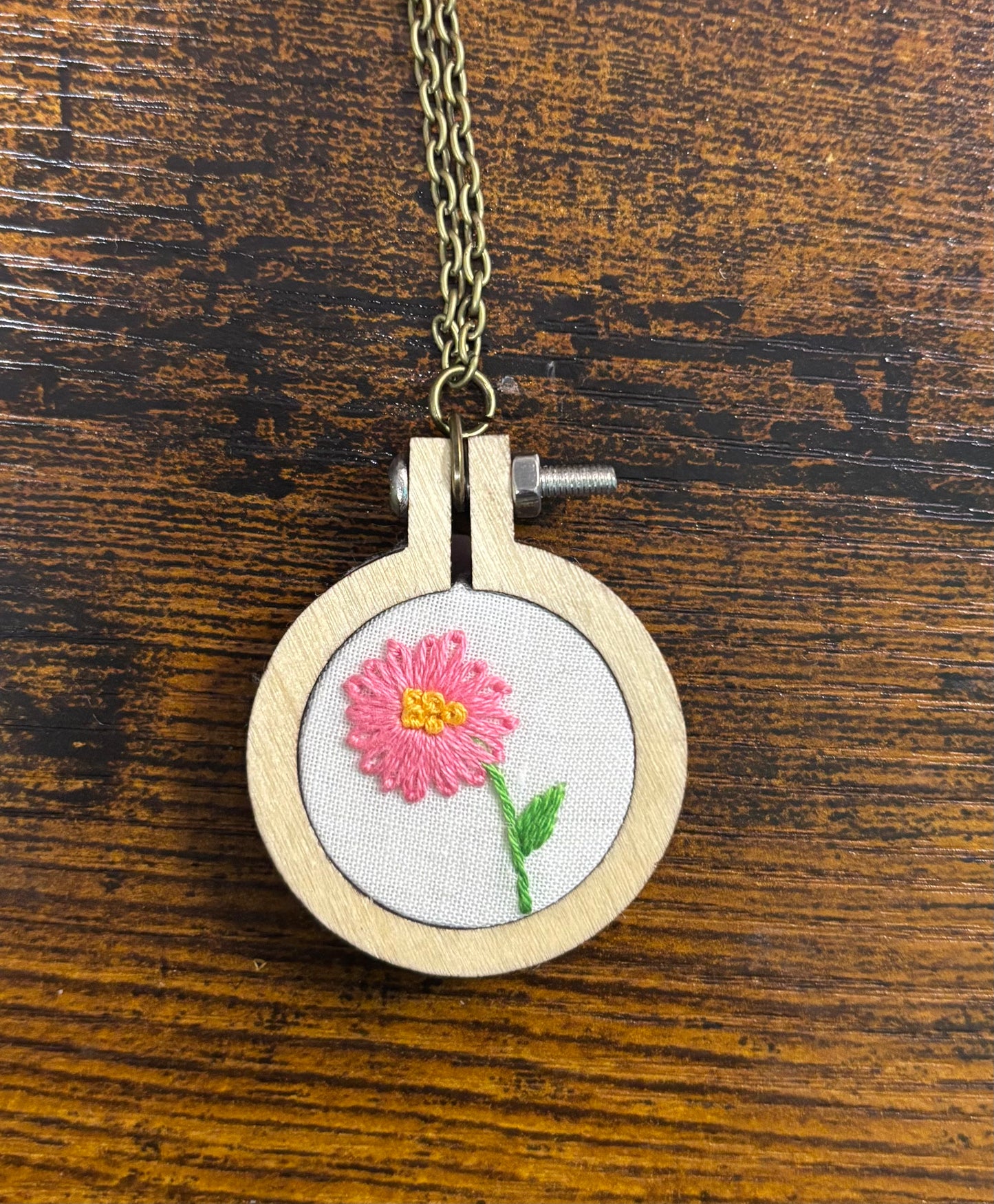 Tiny Embroidery Necklace - Circle