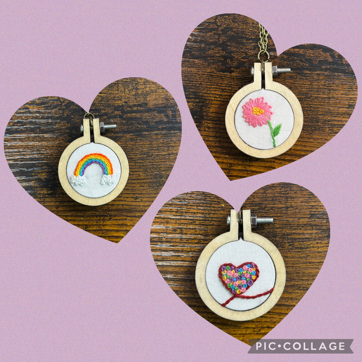 Tiny Embroidery Necklace - Circle
