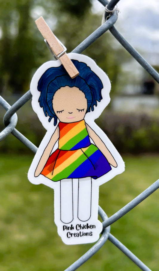 Rainbow Doll Sticker - Pink Chicken Creations