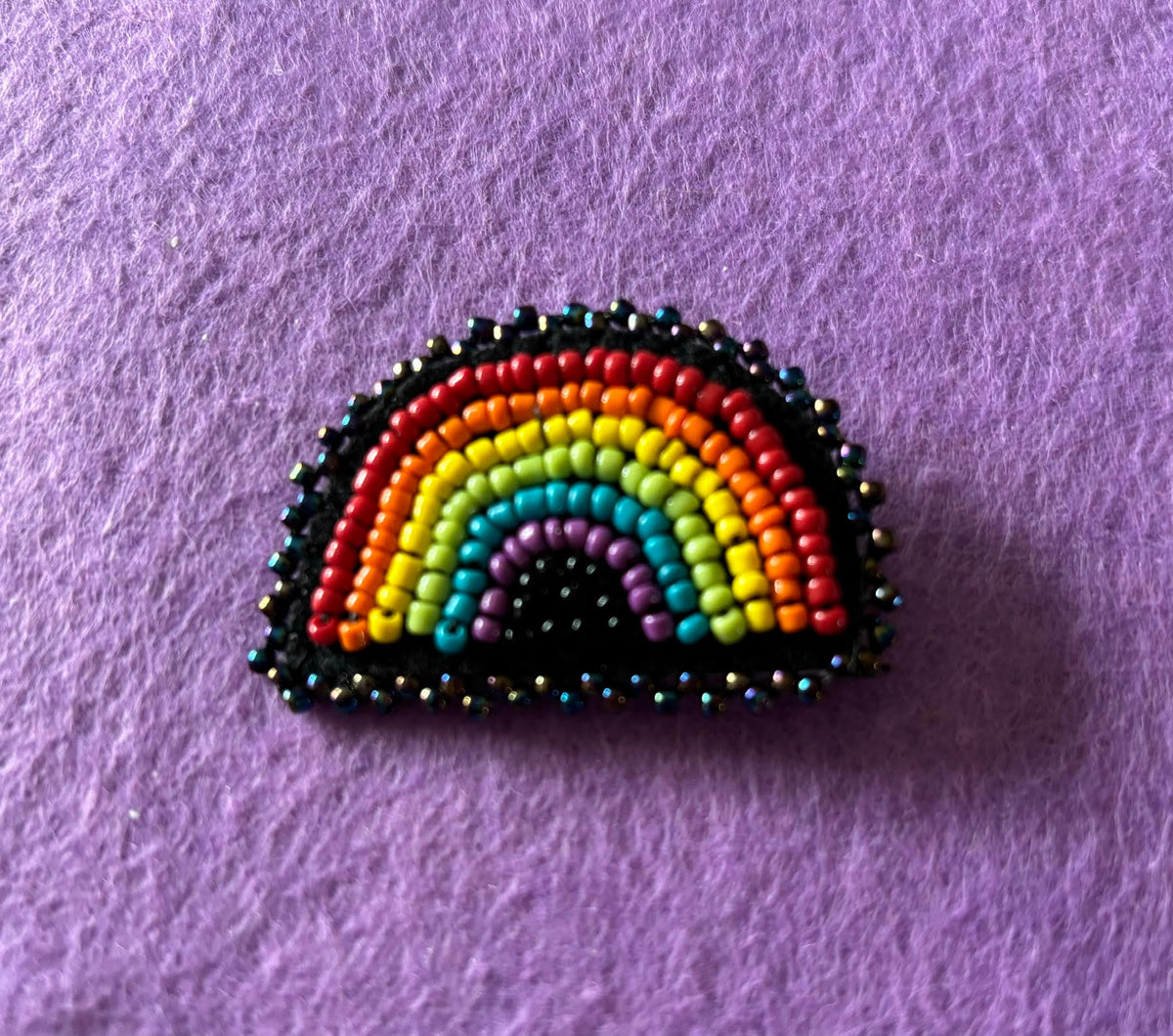 DIY Beading Kit - Rainbow Pin - Black Background