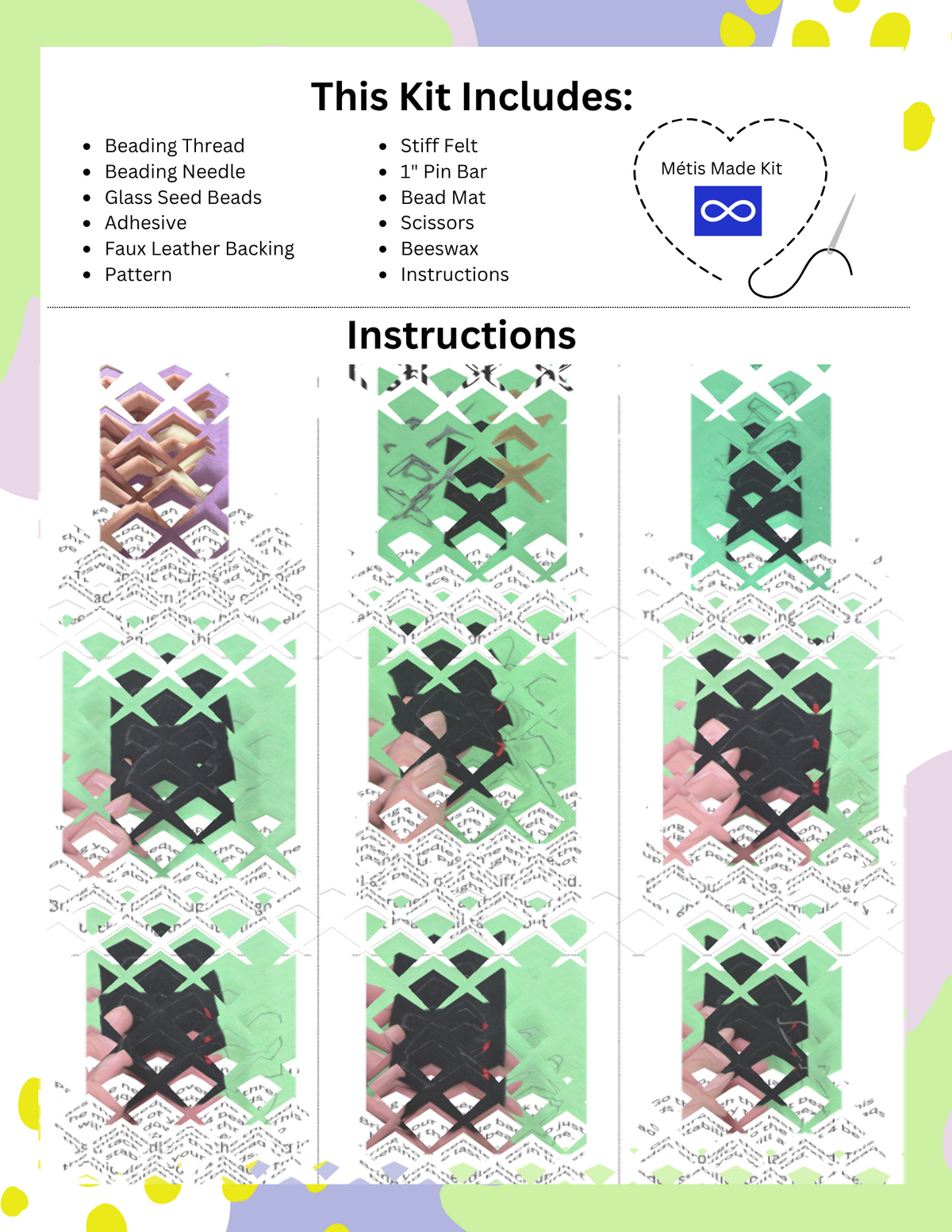 DIY Beading Kit - Rainbow Pin - Black Background
