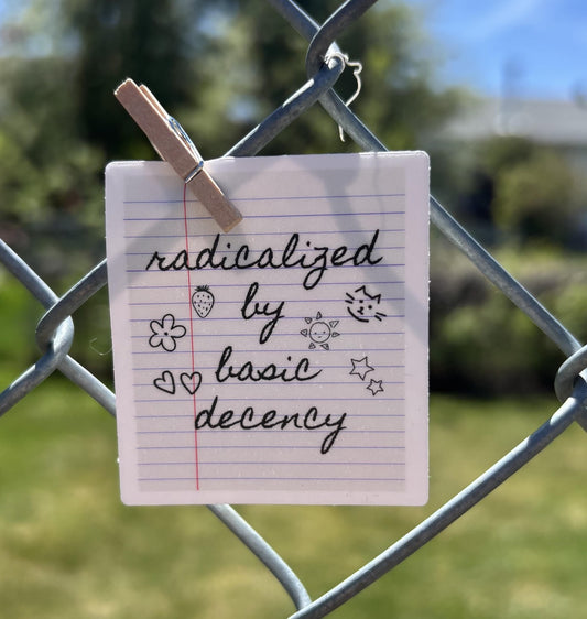 radicalized by basic decency sticker