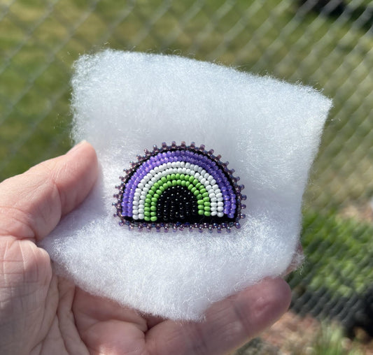 Beaded Rainbow Pin - Genderqueer