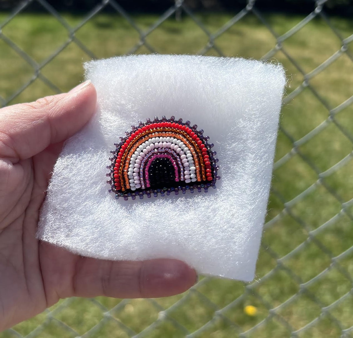 Beaded Rainbow Pin - Lesbian