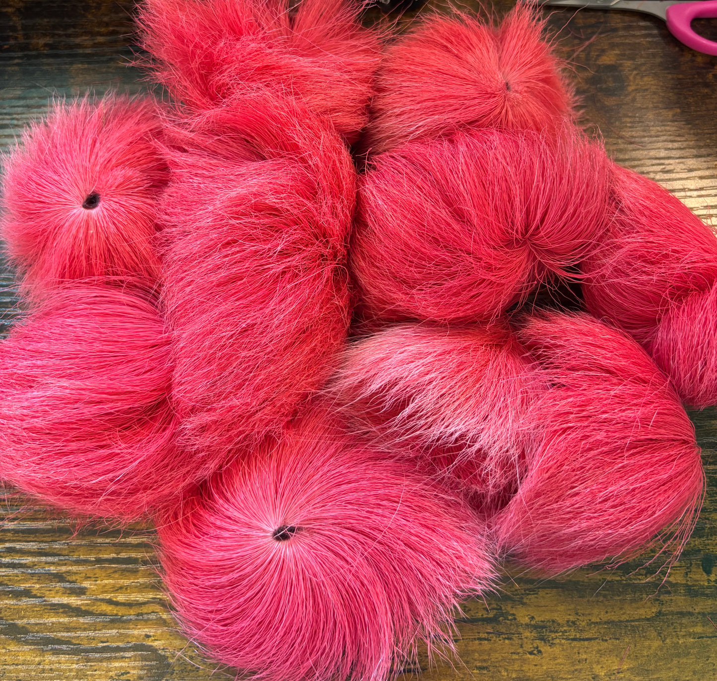 Dyed Caribou Fur with Hide Attached for Tufting - Home Dyed