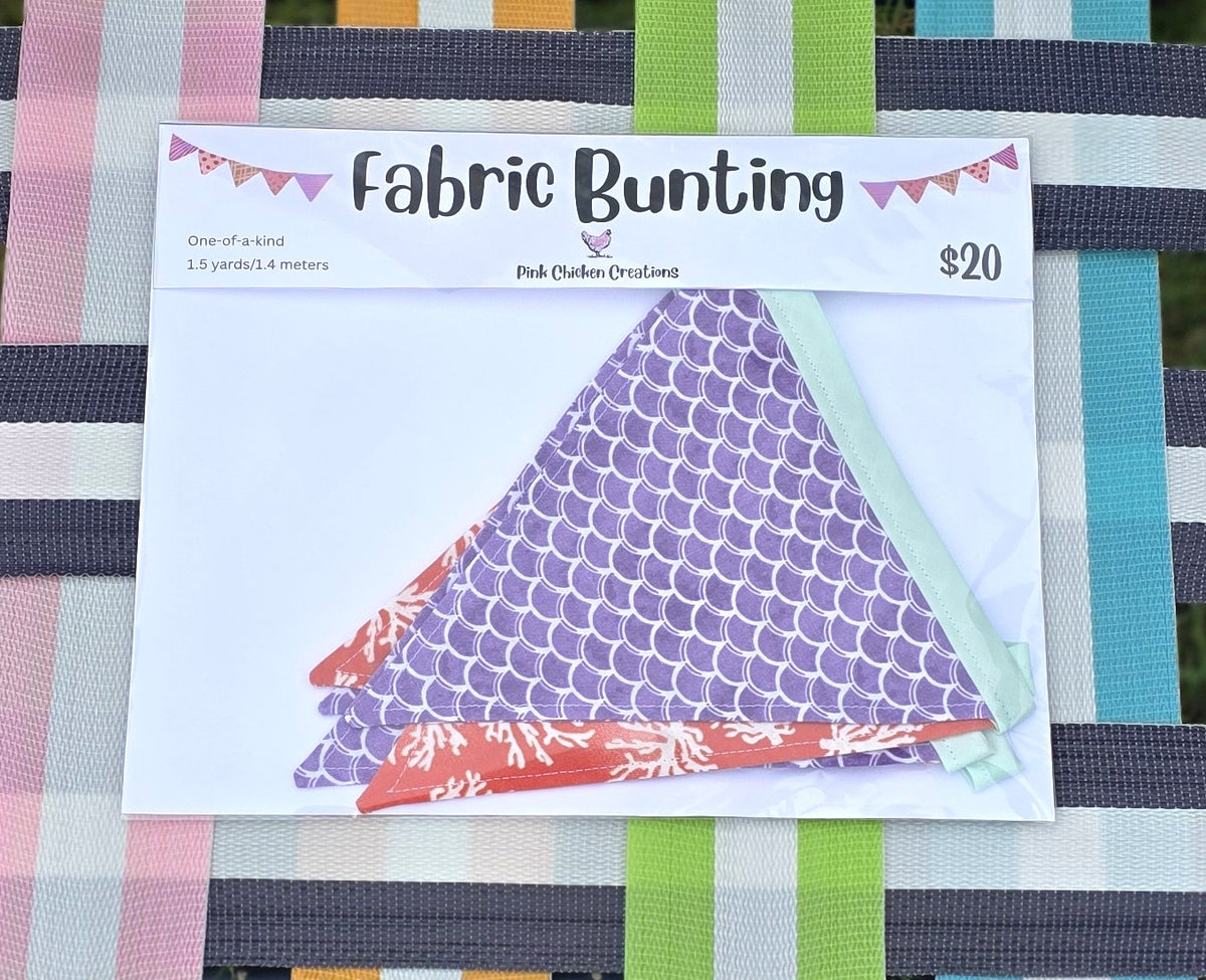 Fabric Bunting - Purple Mermaid and Coral with Light Green