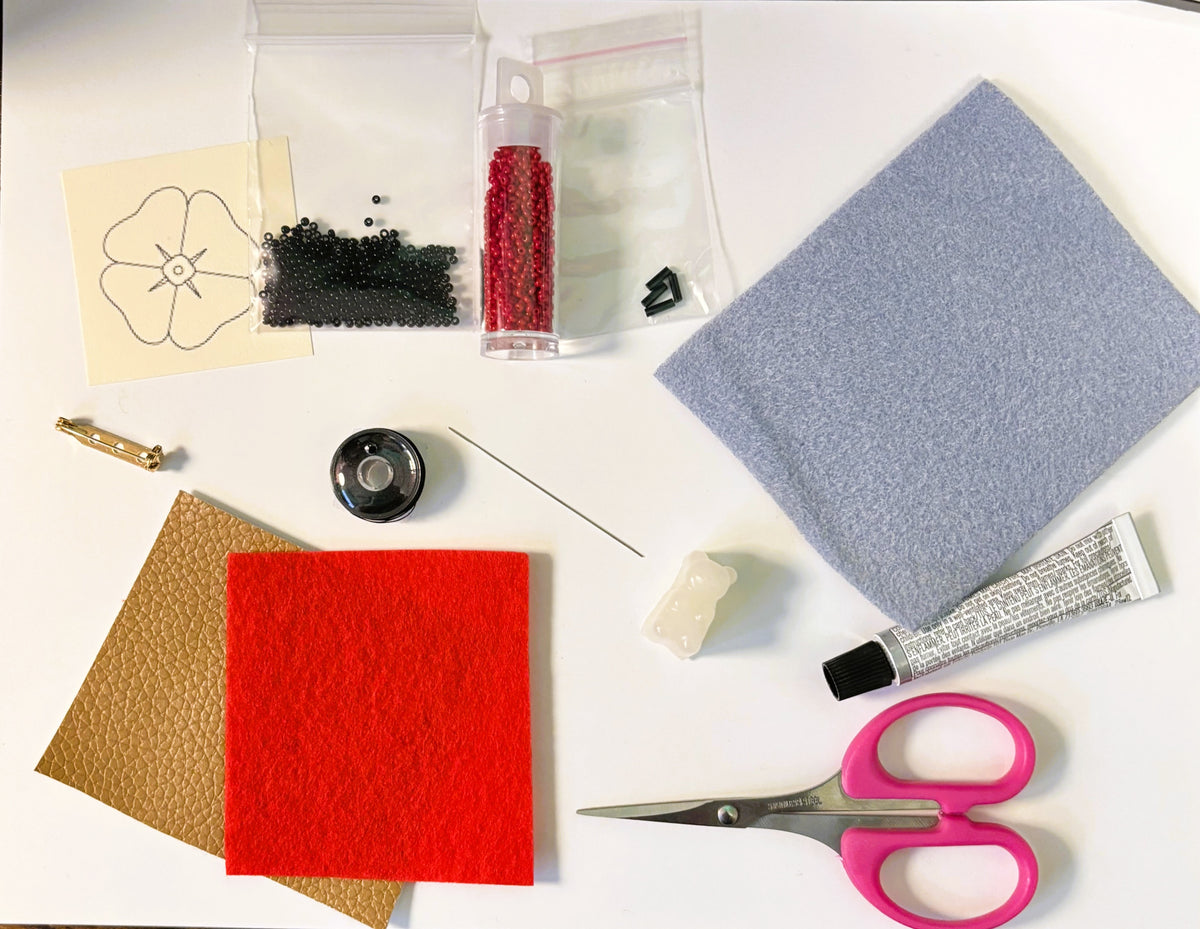 DIY Beading Kit - Poppy Flower Pin
