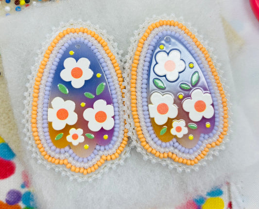 Large Purple Flower Earrings