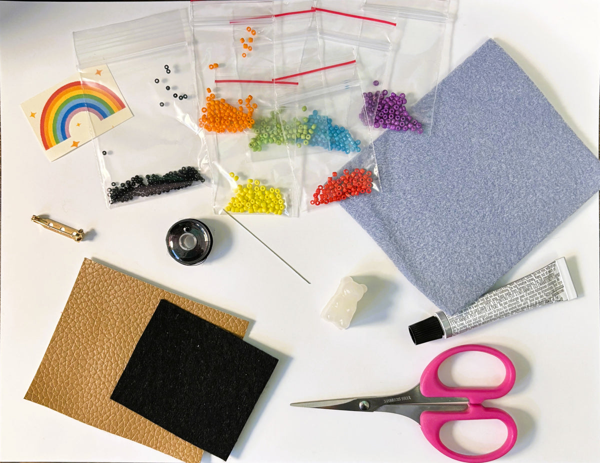 DIY Beading Kit - Rainbow Pin - Black Background