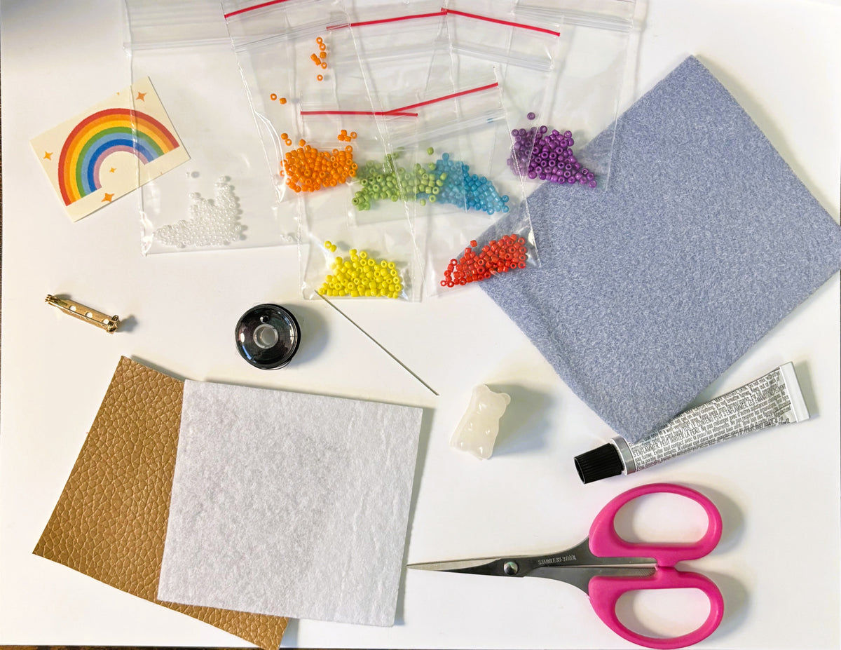 DIY Beading Kit - Rainbow Pin - White Background