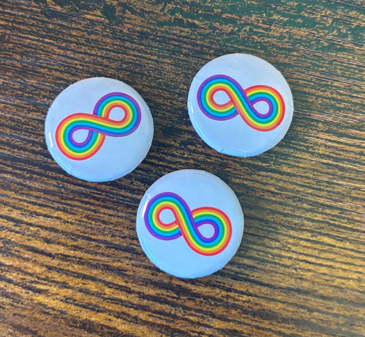 1" Button Pin - Rainbow Infinity