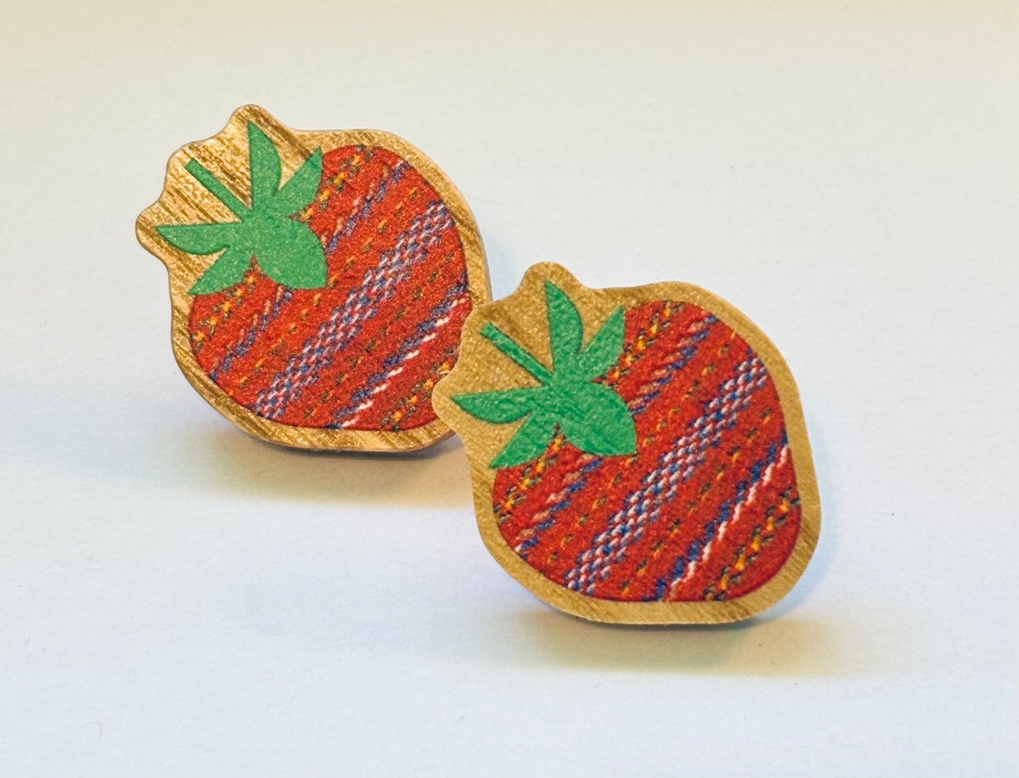 Strawberry Sash Wood Earrings
