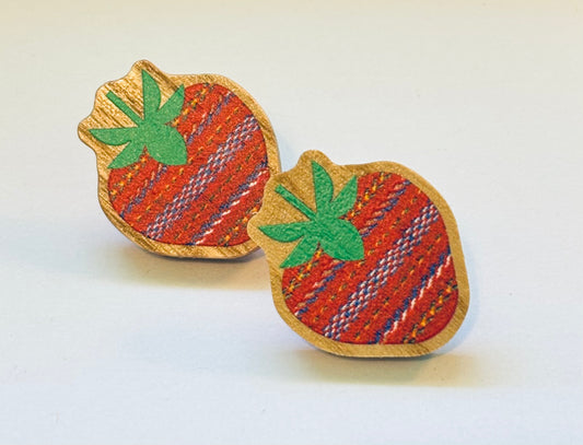 Strawberry Sash Wood Earrings