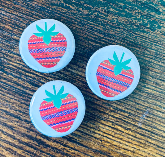 1" Button Pin - Strawberry with Métis Sash