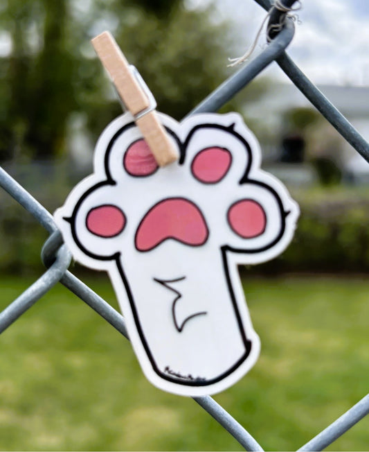 White Kitty Paw Sticker